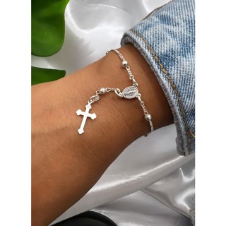 Pulseira Terço Nossa Senhora em Prata 925 Legitima