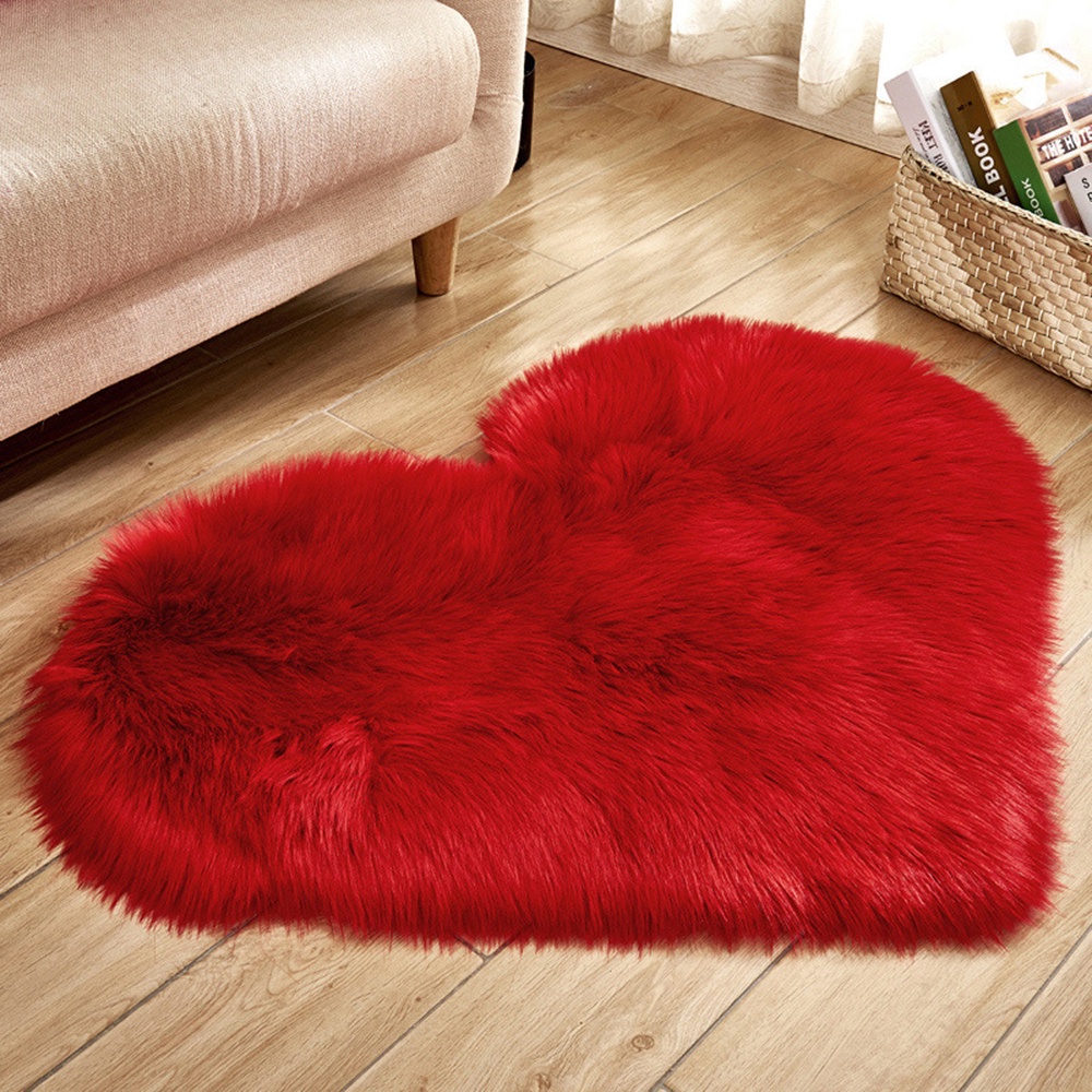 Tapete Peludo   Forma Coração para  decoração   Casa