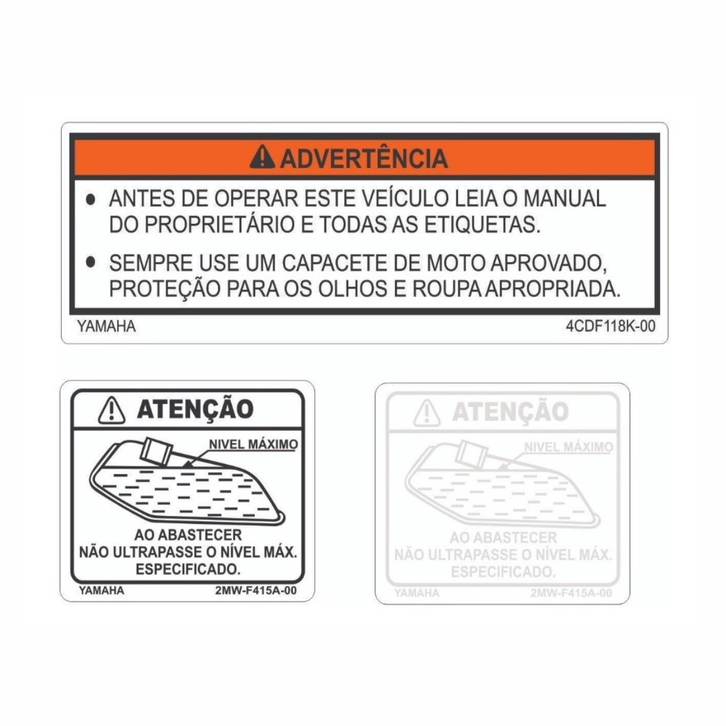 Adesivo Advertencia Tenere Ybr Rd135 Rd 135 Atenção ao Abastecer Yamaha Tanque Advertência