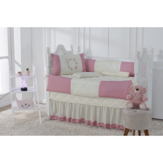Kit De Berço Padrão Americano 7 Peças Menina Rose com Saia em Oferta na Shopee