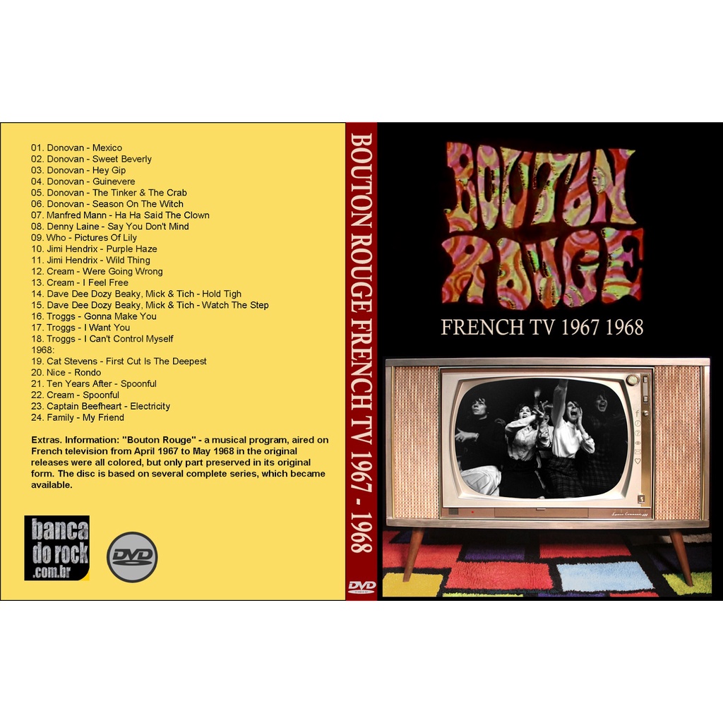 Boutin rouge Jimi Hendrix CREAM entre outras bandas 1 dvd