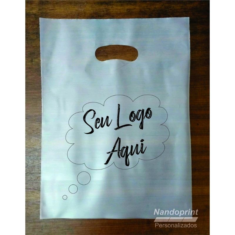 Sacola Plástica 20x30cm personalizada alça vazada (100 unidades)