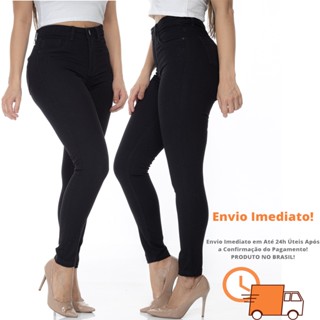 Calça Jeans Feminina Levanta Bumbum Skinny Cintura Alta Com Lycra