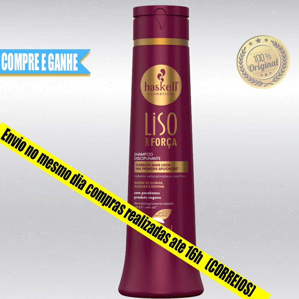 Shampoo Disciplinante Liso com Força Haskell - Liso na  Primeira Aplicação