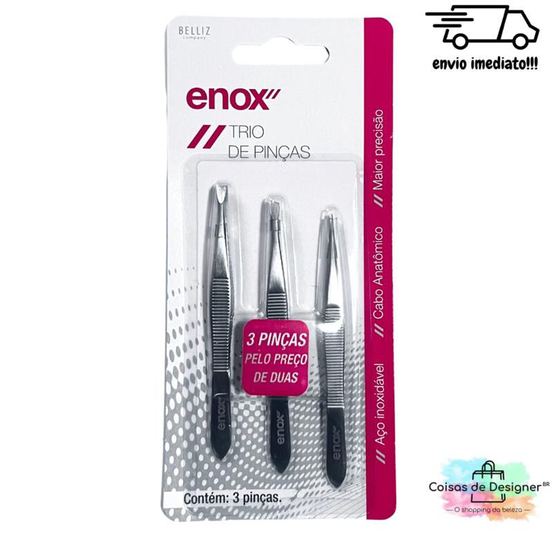 Pinça Trio Aço Inoxidável- Ponta Reta, Ponta Chanfrada e Ponta Fina Enox Belliz