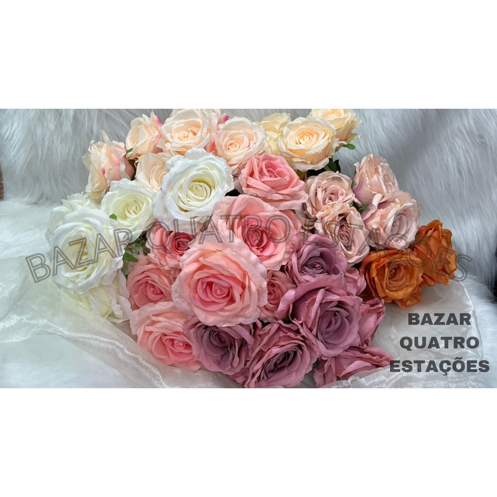 Buquê de Rosa artificial grande com 9 flores ideal para arranjos e  decoração de casamento, festas, ambientes de casa, trabalho e eventos |  Shopee Brasil