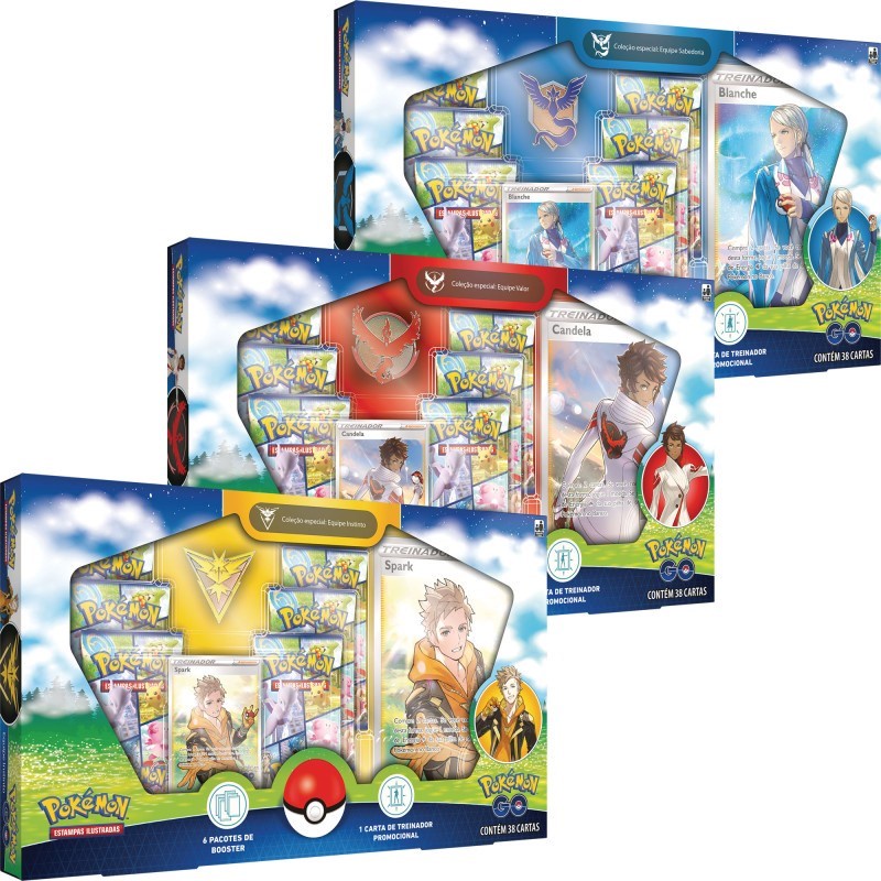 Caixa Box Cards Pokémon GO Equipe Valor Com 38 Cartas Copag
