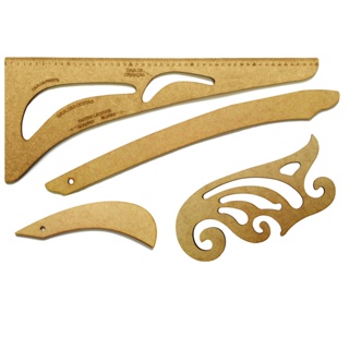 Kit  Conjunto Régua Costura Modelista 4Pçs Com Régua Francesa MDF GDE em Oferta na Shopee