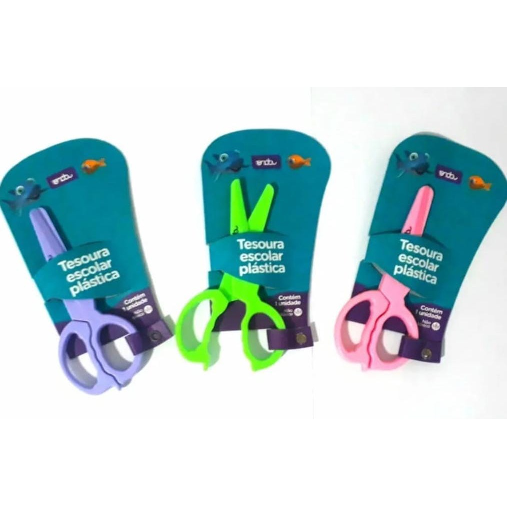 Tesoura Plástica Escolar Cortar Massinha Sem Lâmina tesoura (escolha quantidade)