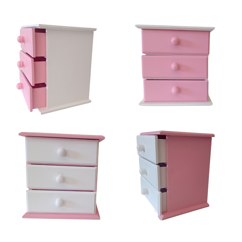 Cômoda porta joia em MDF Pintado 3 gavetas