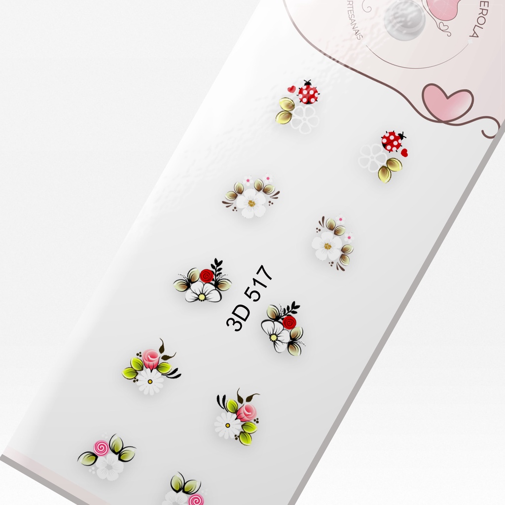 Adesivo de Unha 3D- Mini Flores-ideal unhas curtas  3D 517 em Oferta na Shopee