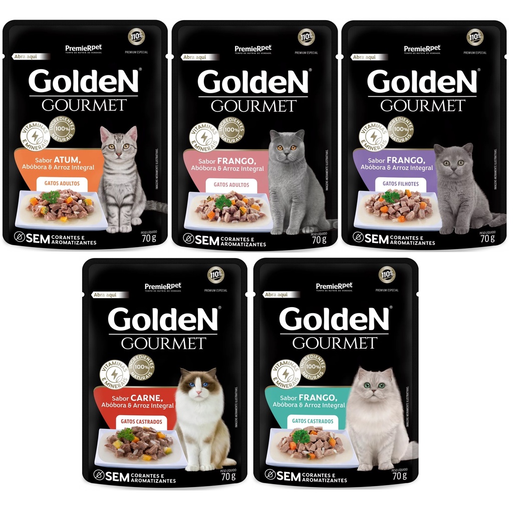 Sachê de Ração Úmida Gatos Golden Gourmet 70gr