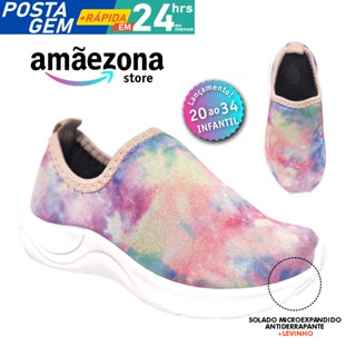 Calce Fácil feminino menina Tênis Tie Dye infantil 20 ao 27 novidade confortável e levinho