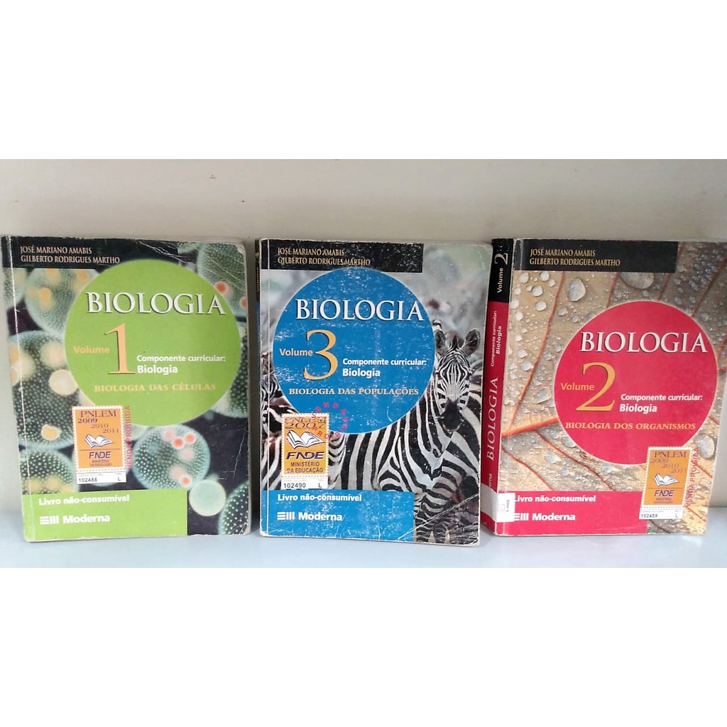 Livros Coleção Biologia 1,2 e 3, Amabis e Martho