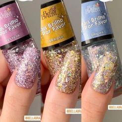 Kit 03 Esmaltes Glitter 9ml Bella Brazil 1404 1405 1406