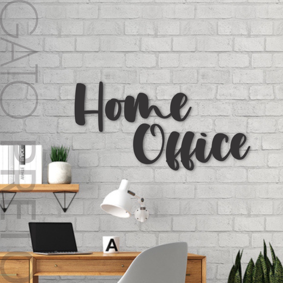 Placa Quadro Decorativo Home Office Escritório Lettering EAD Muthiara Madeira MDF Fita Dupla Face Adesiva Preto Fosco