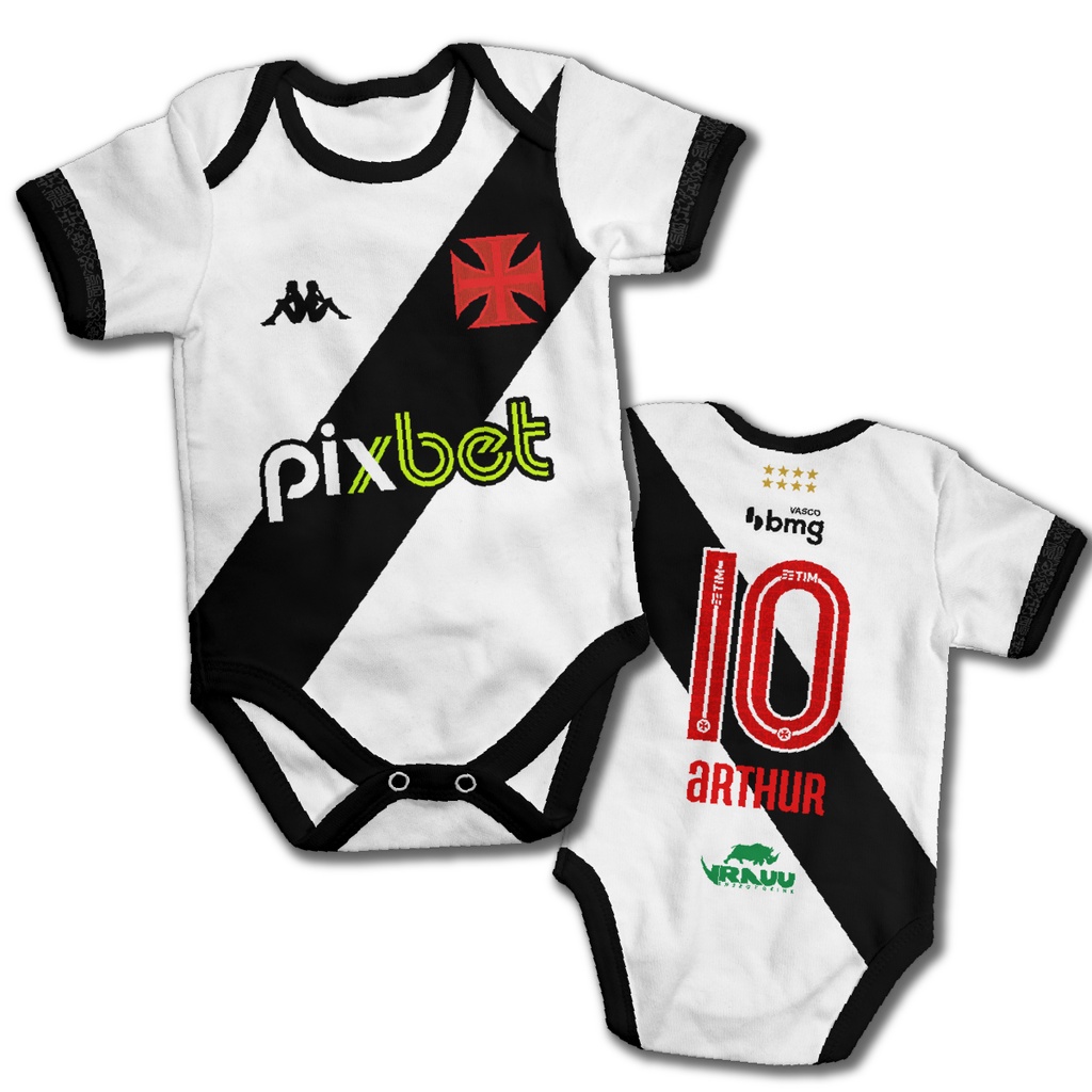 Body bebê personalizado com nome Vasco da Gama branco