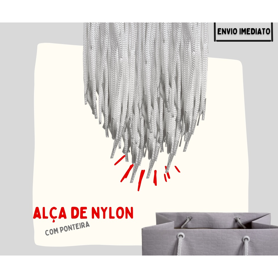 Cordão Para Alça De Sacolas 200unid. Com Ponteira 35cm