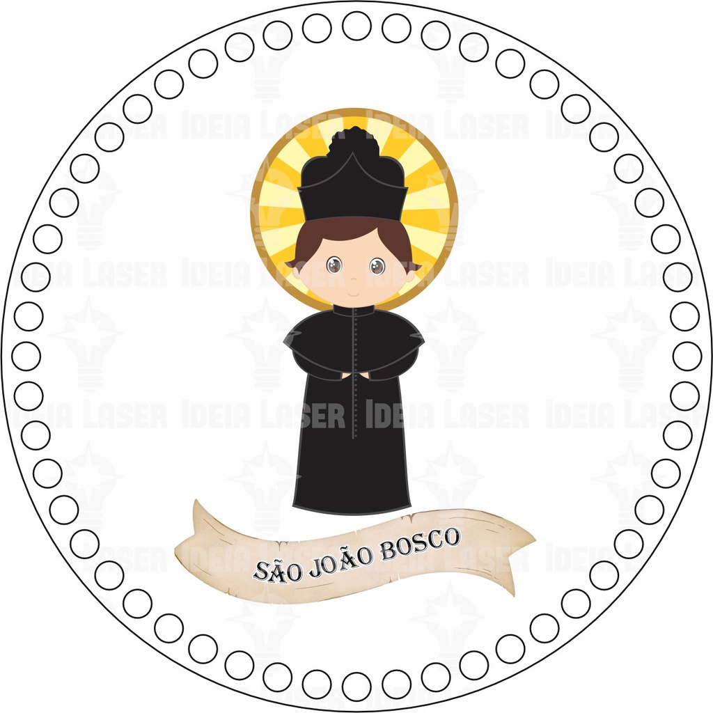 Base MDF Fio de Malha Crochê Redonda Santinhos - São João Bosco (Dom Bosco)