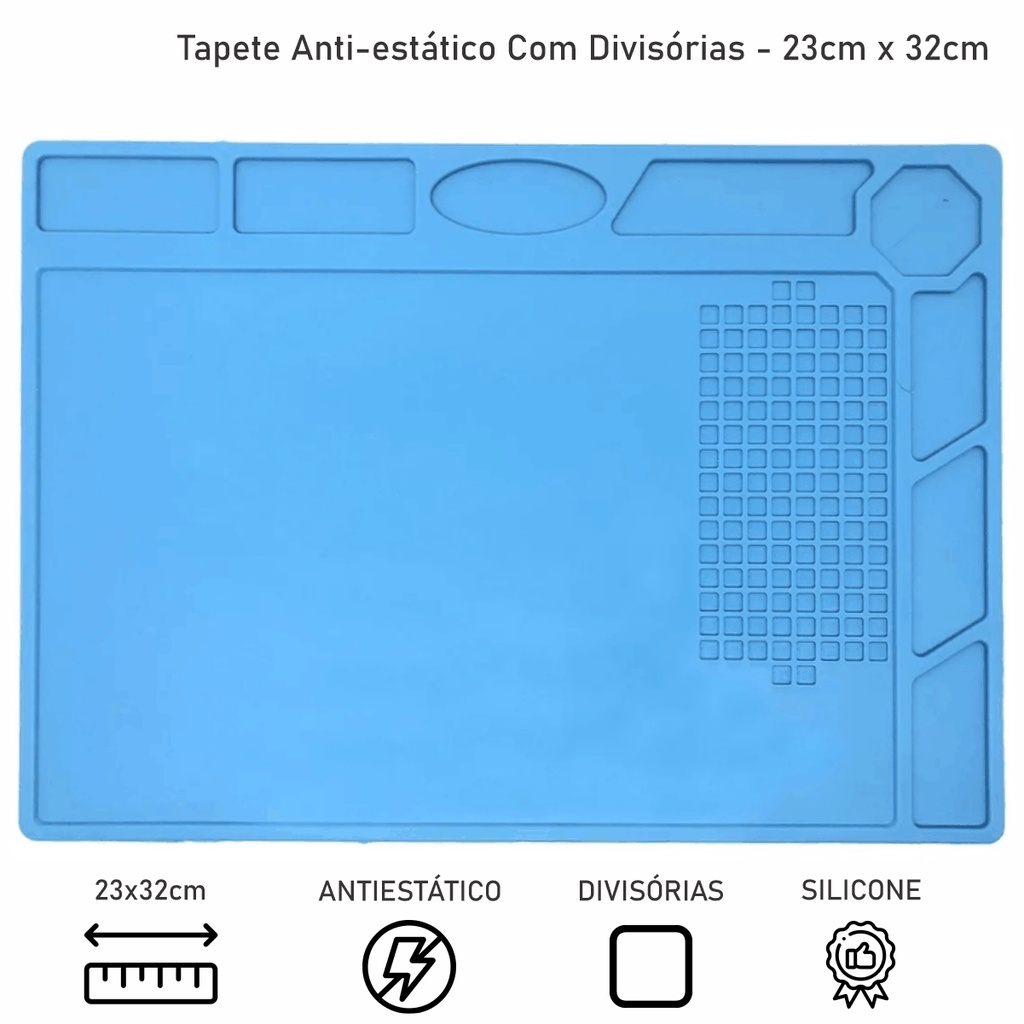 Manta Antiestática Silicone 32x23cm Para Manutenção Com Divisórias