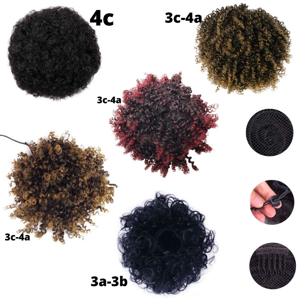 Coque Aplique Afro Puff 15cm Fibra 100% Orgânica