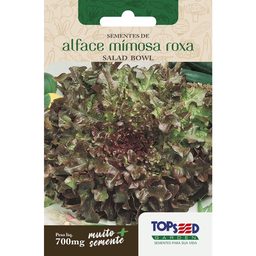 Semente de Alface Mimosa Roxa 700mg Topseed Garden em Oferta na Shopee