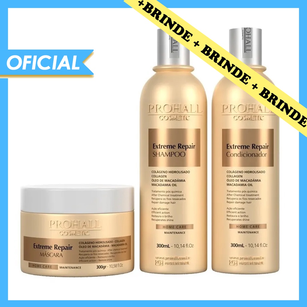 Kit Extreme Repair Home Care Prohall Shampoo/Cond/Masc 300g