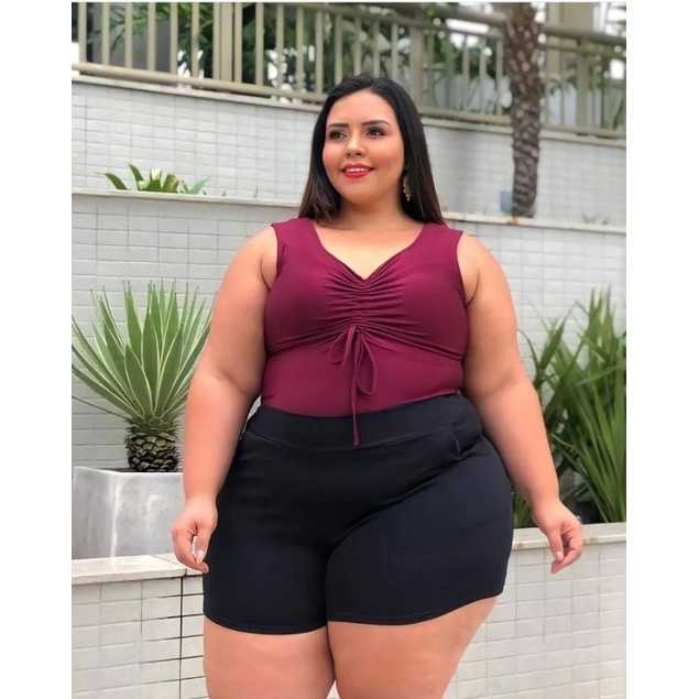 Body Maiô Plus Size Decotado Bory Decote Ajustável Para Natal G1 G2 G3