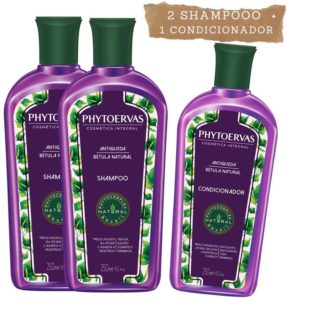 Kit Phytoervas 2 Shampoo 250ml Cada + Condicionador 250ml Antiqueda Bétula Natural