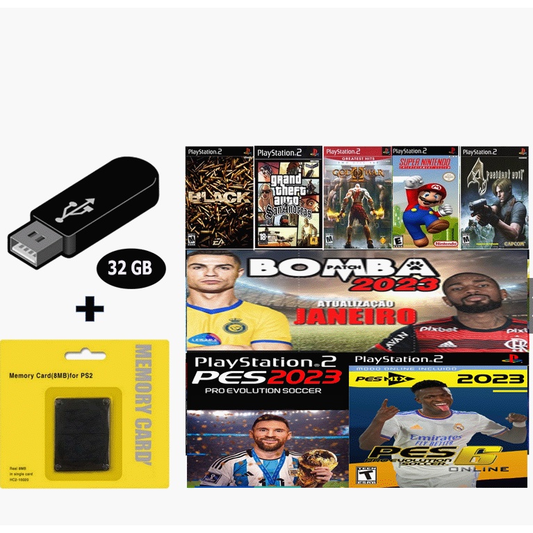 Memory Card + Pendrive para Play 2 OPL Escorrega o Preço