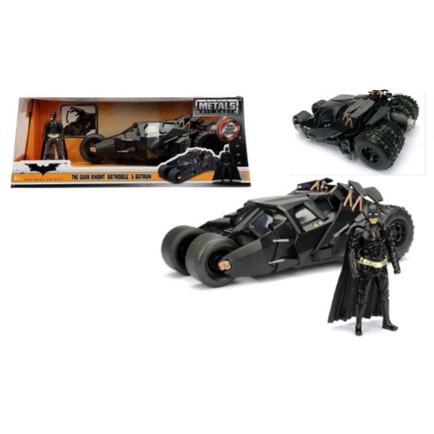 Miniatura Batmóvel Tumbler Com Boneco Batman Filme Cavaleiro das trevas The Dark Knight Jada Escala 1:24
