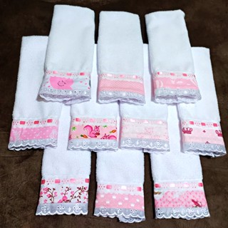 Toalhinha para Bebê de Ombro com Laise 5 unidades Passeio Modelo LUXO 100% Algodão Estampa...