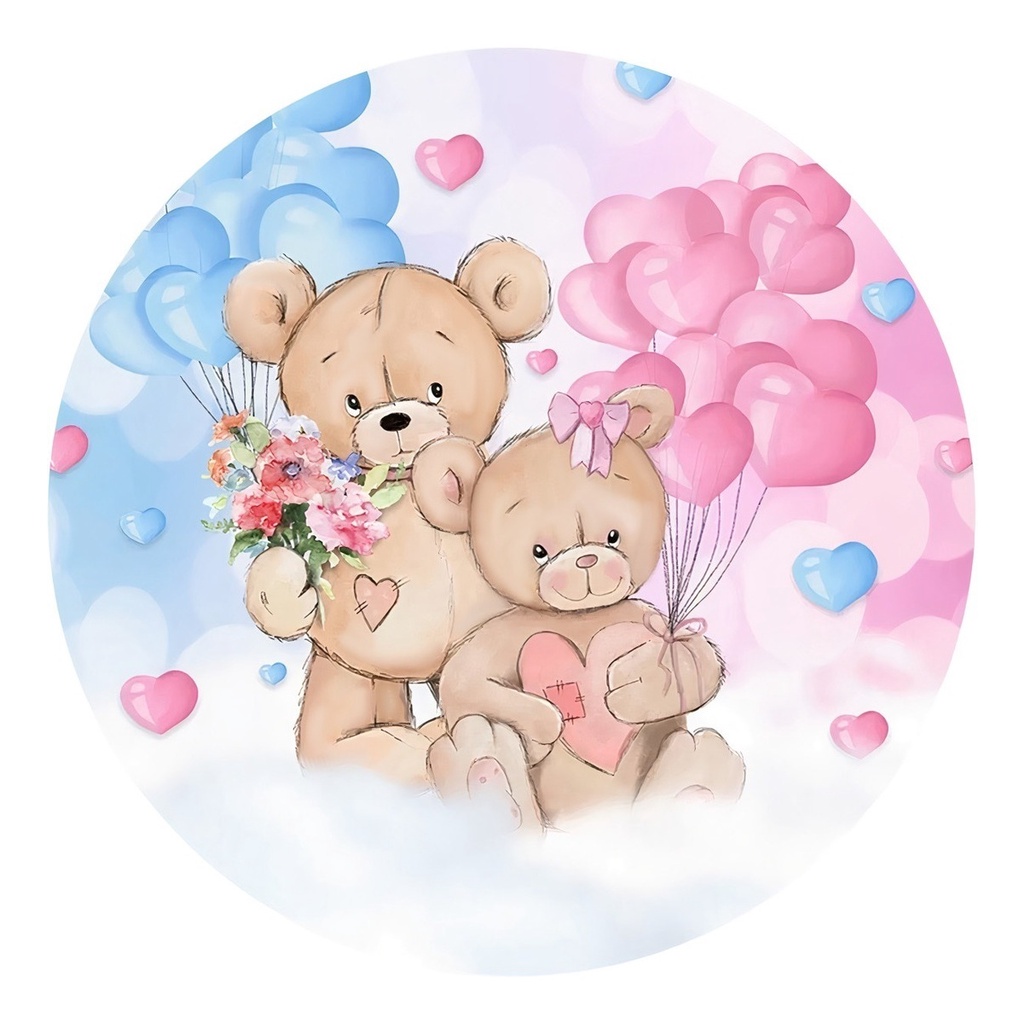 Painel De Festa Redondo C/elástico Em Tecido Sublimado Chá Revelação em Oferta na Shopee