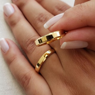 Par De Aliança Casamento Noivado Chanfrada Fina 4mmPar De Aliança Casamento Noivado Chanfrada Fina 4mm