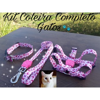 Kit Peitoral Completo para GATOS + Guia de 1.20m + coleira de Pescoço + `Pingente.