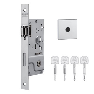 Fechadura Stam Rolete 800 Tetra Chave Porta Pivotante Roseta Inox Polido