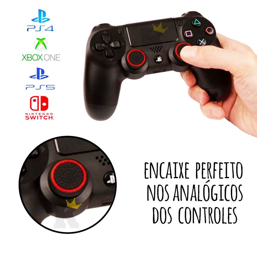 Kit 4 Pares 8 unidades de Grip Silicone Botão Ps3 Ps4 Ps5 Xbox Wii Switch 2 — imagem 2 de 2