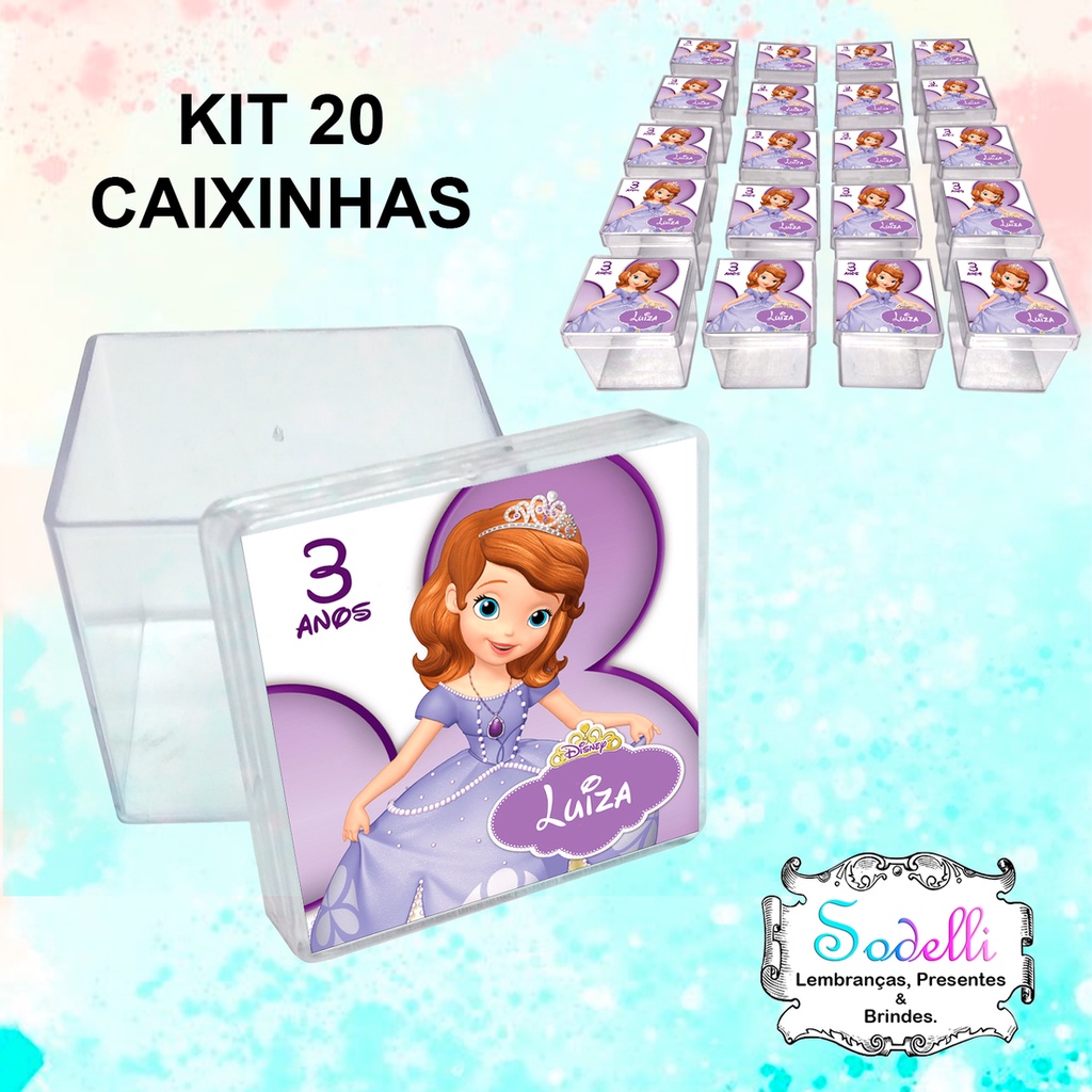 20 Lembrancinhas Princesa Sophia - Caixinhas Acrílicas Personalizadas