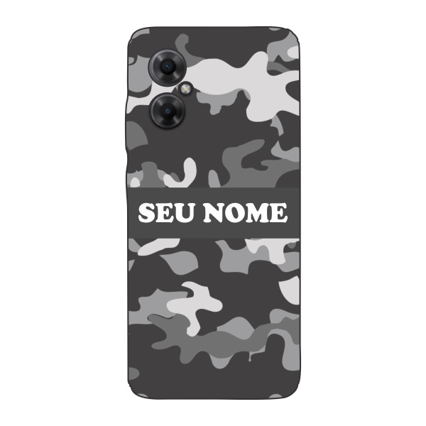 Capinha para Xiaomi Poco M4 5G Anti Impacto Personalizada - Camuflada Cinza com nome