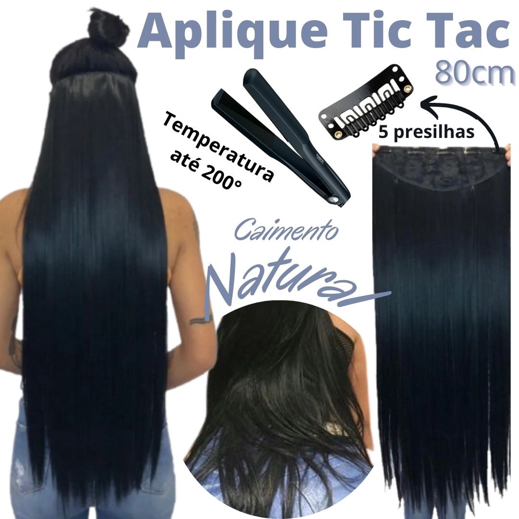 Aplique Tic Tac Weng Longo 80cm 150gr Idêntico ao Humano