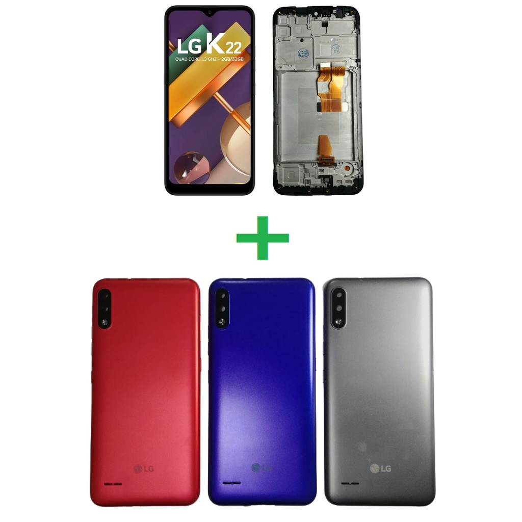 Kit Frontal lcd Display touch + carcaça Tampa traseira compatível LG K22 K22+ Lm K200
