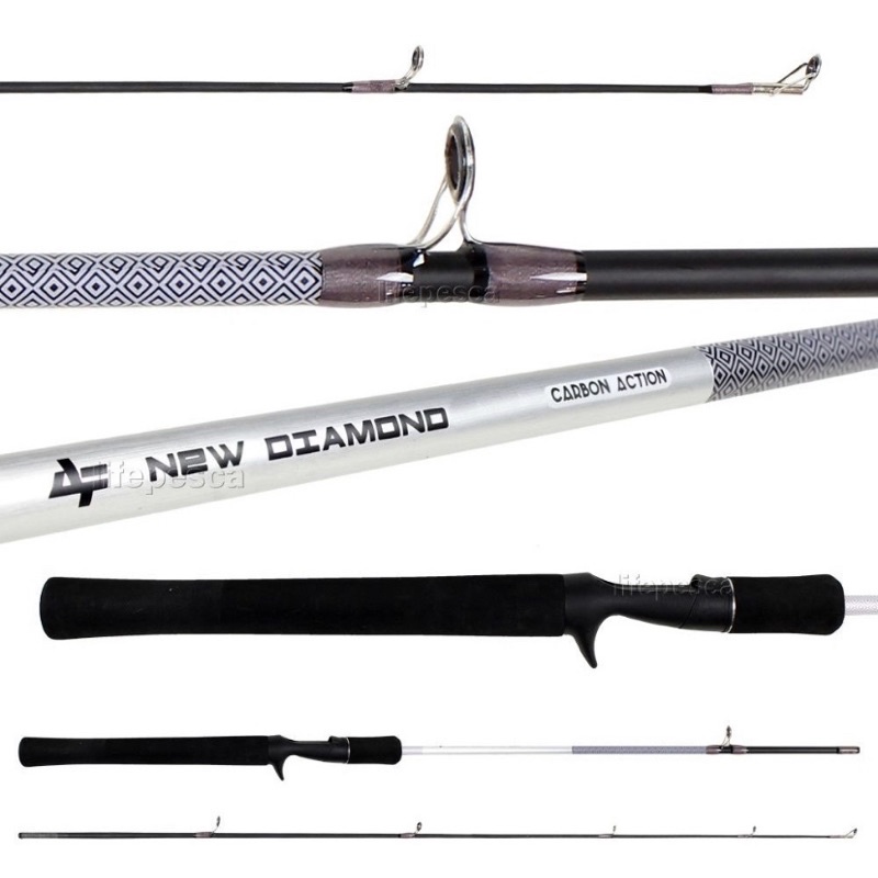 Vara De Carretilha Carbono New Diamond 1.68m 6-12lbs + 2 ponteira integente de vara de mão