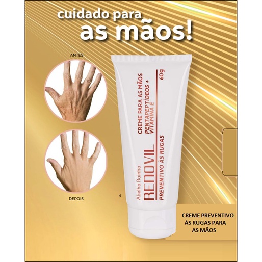 Creme Preventivo Às Rugas Para As Mãos Renovil Abelha Rainha 60g