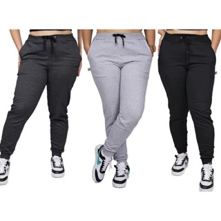 Kit 3 Calça De Moletom Jogger Feminino Academia Treino Casual Flanelada Dia a Dia Promoção