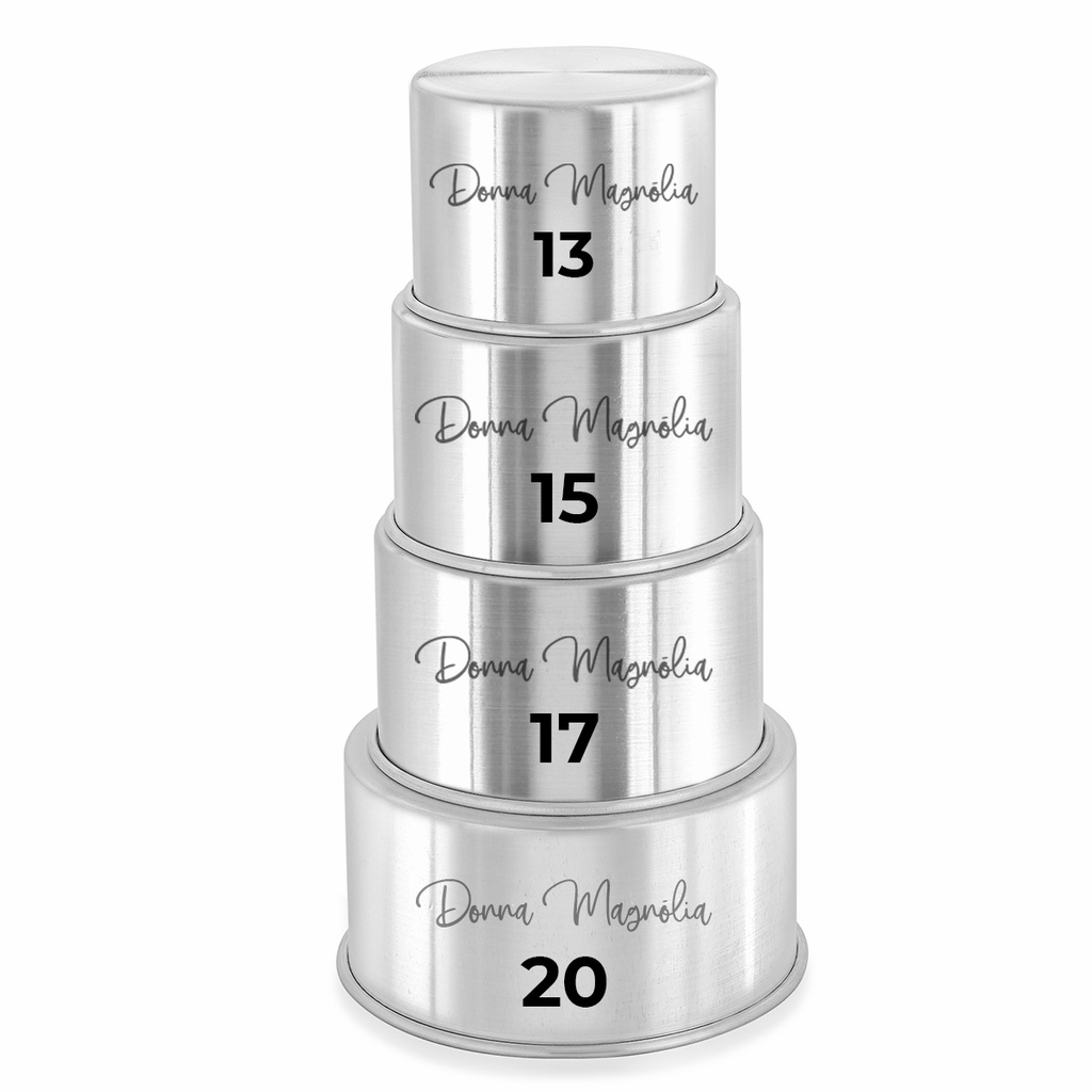 KIT 4  Forma Assadeira Bolo REDONDA ALTA  13 - 15 - 17 - 20  Alumínio G98 em Oferta na Shopee