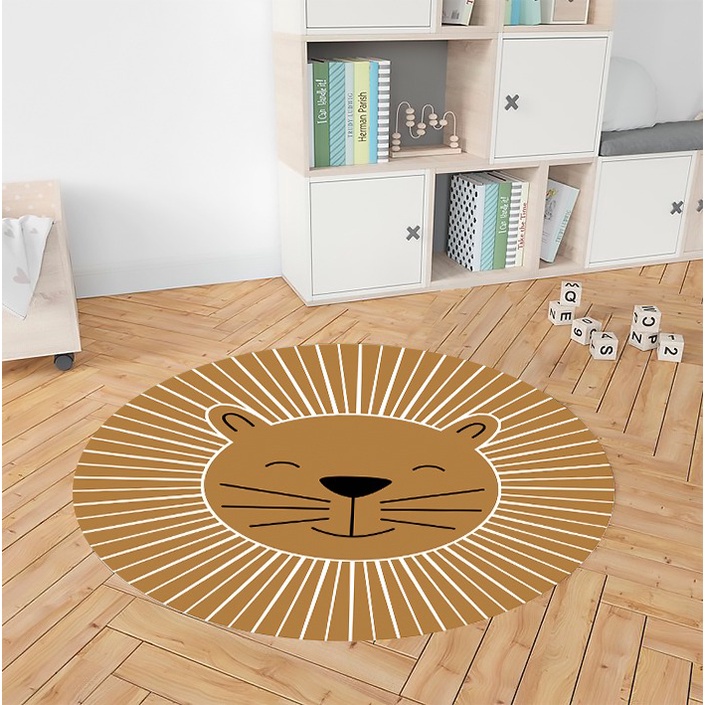 Tapete Infantil Decorativo, Leão Marrom Redondo 90cm em Oferta na Shopee