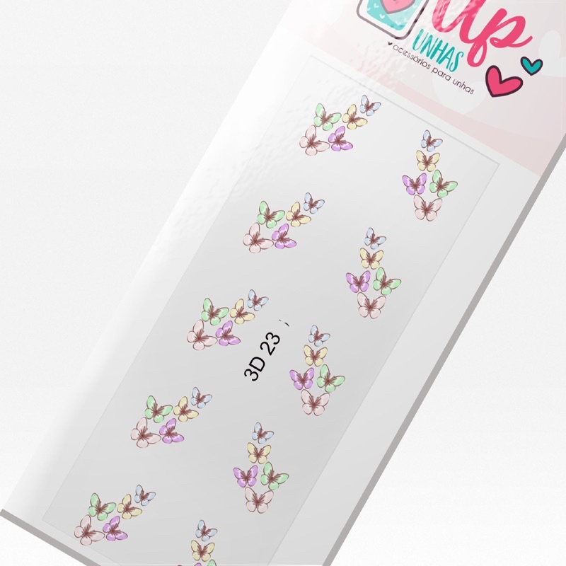 Adesivo 3D para Unhas Borboletas Multicolor - 3D 23 em Oferta na Shopee