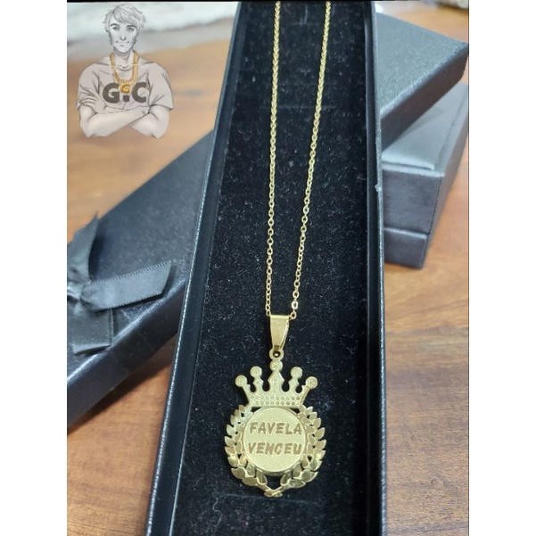 Colar Corrente Cartier Banhada a OURO 18k + PINGENTE FAVELA VENCEU Cartier