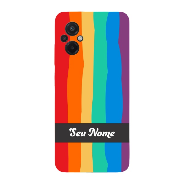 Capinha para Xiaomi Poco M5 Anti Impacto Personalizada - Arco Íris Colorido LGBT LGBTQIA+ com nome