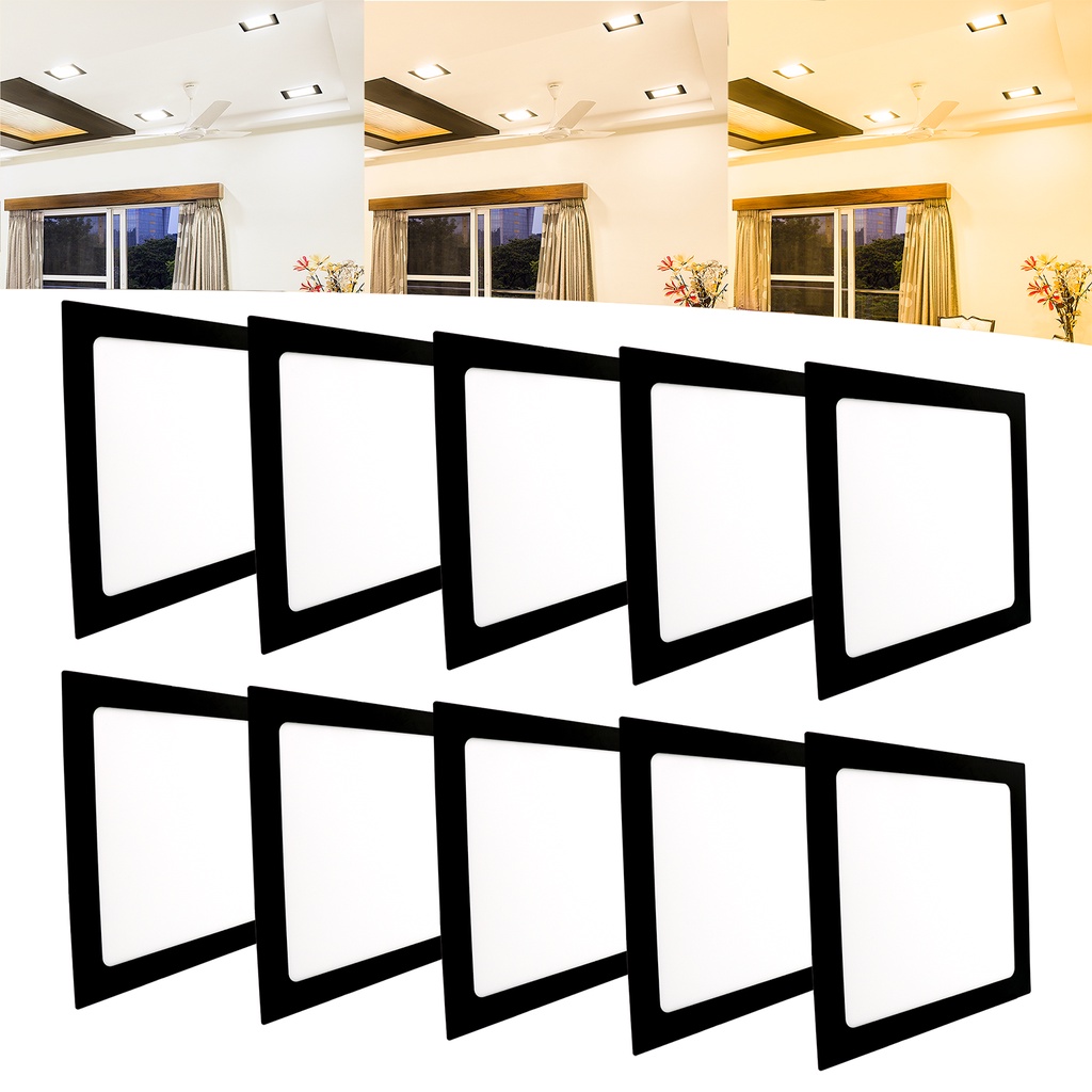 Kit 10 Painel Plafon Led 18w Embutir Quadrado Preto Bivolt em Oferta na Shopee